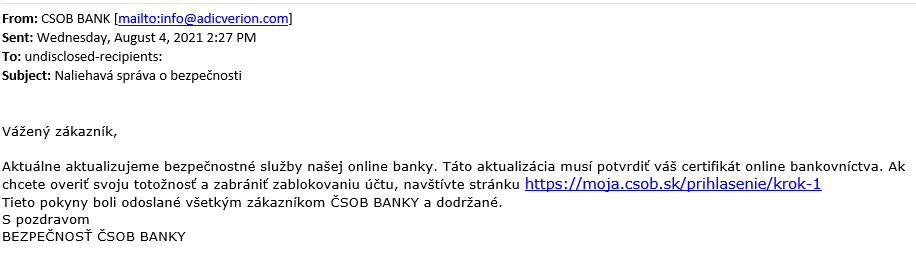 Phishingový e-mail