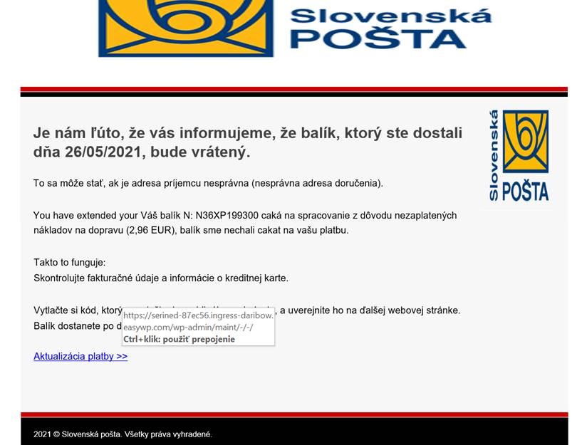 Phishing Slovenská pošta